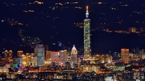 taipei taiwan buildings  lights  nighttime hd travel