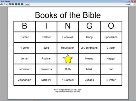 printable books   bible bingo cards printable bingo cards