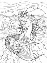 Mermaid Coloring Pages Adult Adults Book Kids Printable Mermaids Fairy Detailed Sheets Colouring Color Intricate Doverpublications Books Dover Fantasy Print sketch template