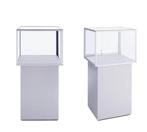 White Box Pedestal Showcase Glass Display Case Glass Showcase