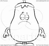Depressed Mascot Eggplant Outlined sketch template