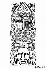 Inca Maya Mayas Totem Incas Aztec Azteque Aztecas Aztechi Adultos Mayans Coloriages Pueblo Masques Aztecs Adulti Mayan Gratuits Aztèque Amerique sketch template