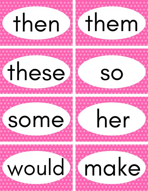 printable  kindergarten sight word flash cards labsmaz