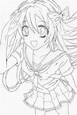 Anime Girl Drawing Cute Sketch Coloring Pages Manga Drawings Pencil Deviantart Getdrawings Animedrawing Template sketch template