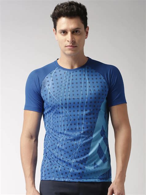 men blue printed fast dry running  shirt sweat   fresh sport tee short raglan sleeves