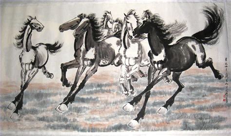 xu beihong running horses  antique chinese painting  oil  sale