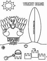Coloring Pages Halloween Turkey Beach sketch template