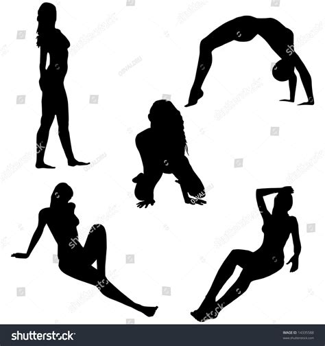 silhouettes of girls in sexual poses without clothes stock vector illustration 14335588