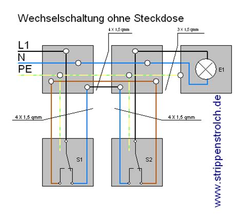 schaltbild kreuzschaltung mit  schaltern