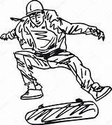 Skateboard Boy Sketch Vector Illustration Skateboarding Stock Logo Depositphotos Template Coloring Pages sketch template