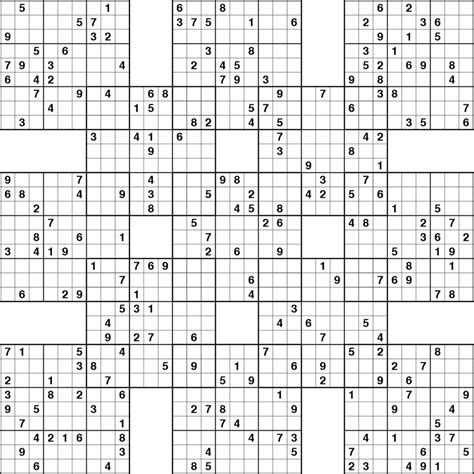 double harakiri sudoku  printable sudoku puzzles samurai printable