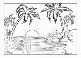 Coloring Adults Beach Pages Scenery Scene Kids sketch template