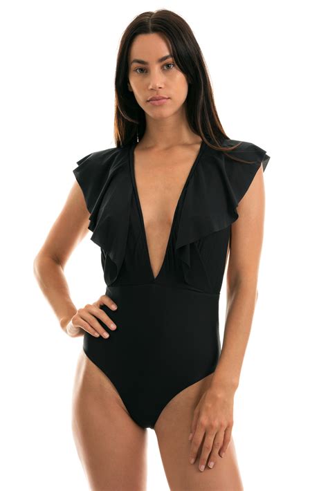 Black Plunge One Piece Swimsuit Becca By Rebecca Virtue S Reveal Show