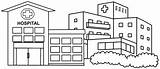 Hospital Coloring Pages Modern Large Kids Building School sketch template