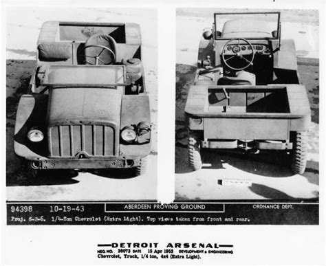 chevrolet  army  ton jeep truck prototype press photo