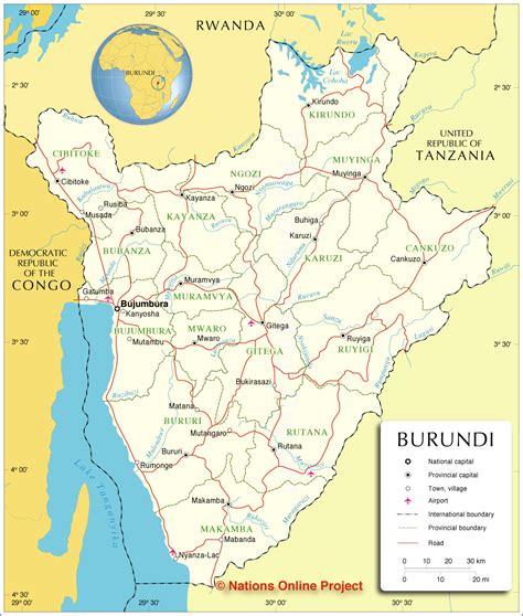 administrative map  burundi nations  project