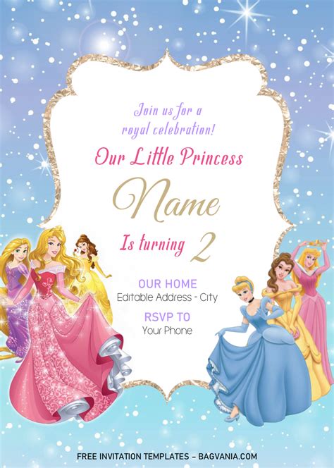 disney princess invitation templates editable  ms word
