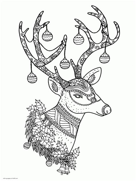 christmas reindeer colouring pages  adults coloring pages