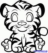 Coloring Tiger Pages Baby Cute Cartoon Drawing Easy Library Clipart sketch template