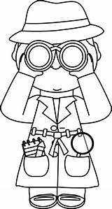 Spy Binoculars Detectives Prompts Nielsen Powerhouse Buyer Shared Sherlock Getcolorings Detektiv Clipground Poisons sketch template