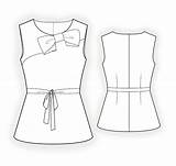 Blouse Drawing Bow Technical Sewing Pattern Getdrawings Lekala Blouses Women sketch template