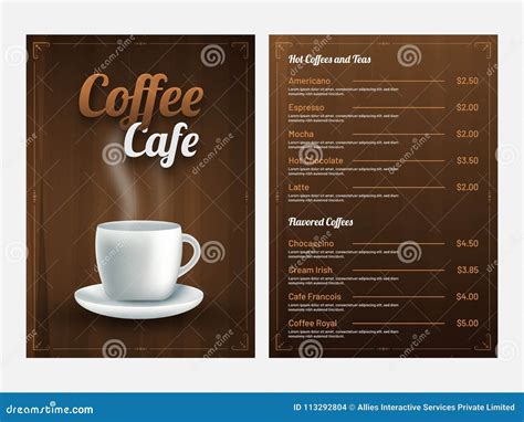 coffee cafe menu card design stock illustration illustration