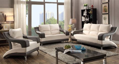 modern living room set white  gray  glory furniture