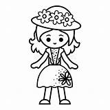 Girl Hat Coloring Pages Template sketch template