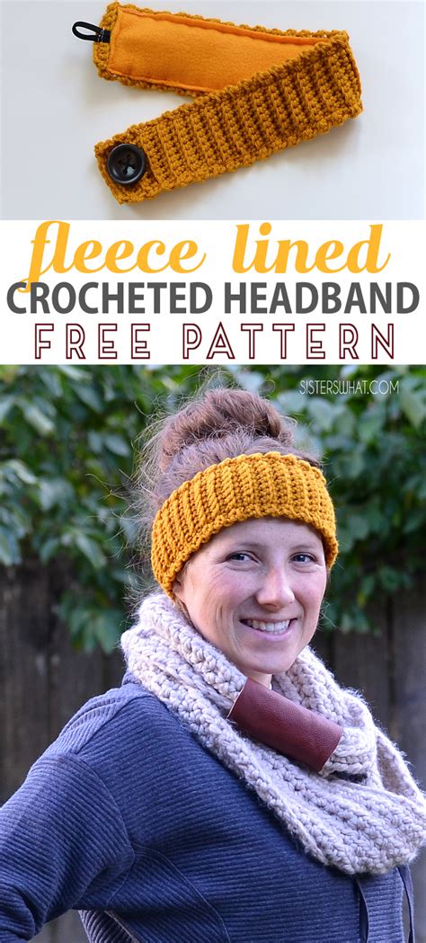 fleece lined crocheted headband  crochet pattern sisters