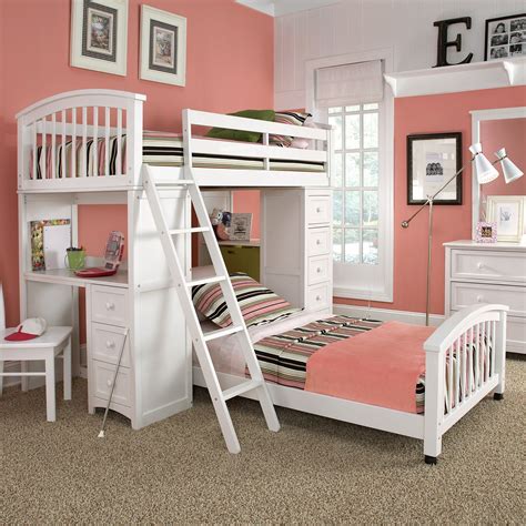 schoolhouse student loft bed white  bunk bed  desk bunk beds