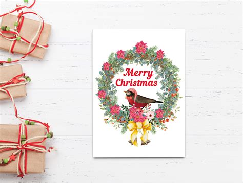 foldable merry christmas card christmas greeting printable etsy