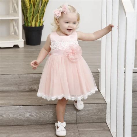 pink summer baby girl clothes lace flower tutu  girl dress baby