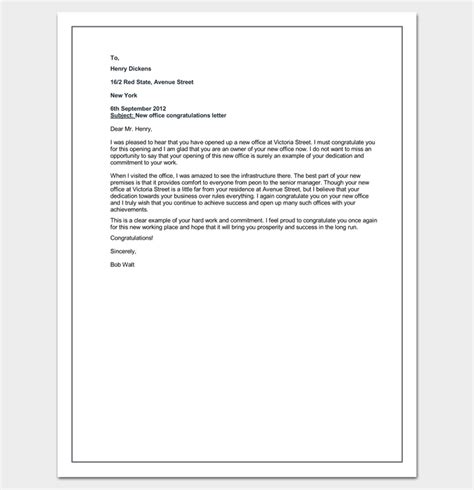 congratulation letter template  samples  word  format