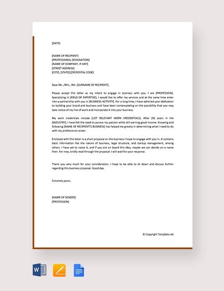 letter  intent  business proposal template word google