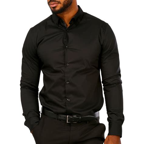 brilliant basics mens long sleeve shirt black big