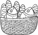 Loaves Fishes Coloring Picnic Blanket Drawing Five Two Getdrawings Printable Paintingvalley Getcolorings Basket sketch template