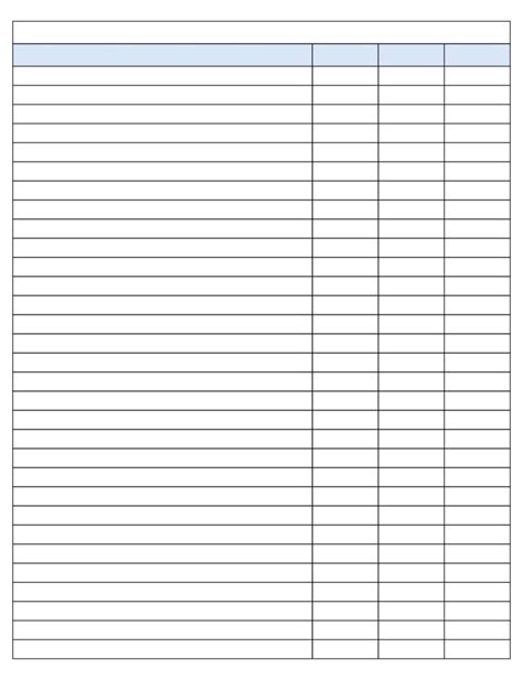 printable  column chart template