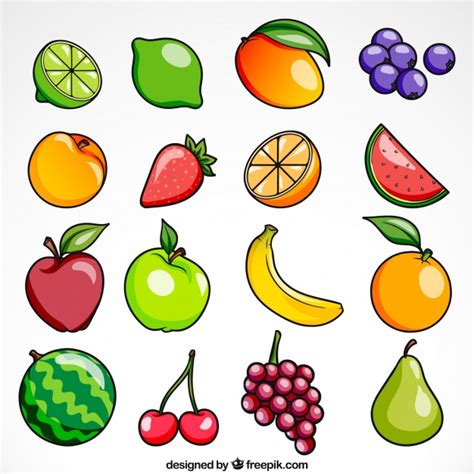 collection of shiny fruits vector free download