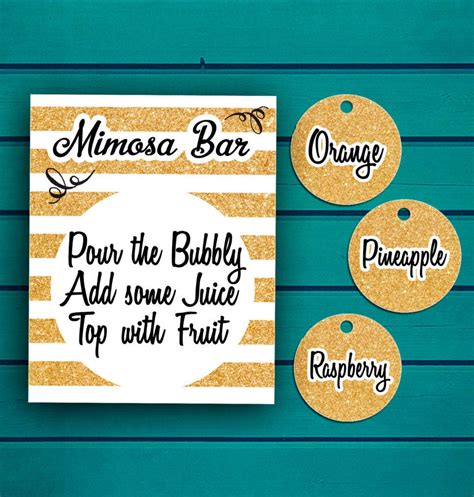 sale gold mimosa bar labels   sign printable mimosa