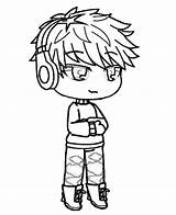 Gacha Coloring Life Pages Boy Print Unique Collection Headphones sketch template