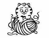 Ball Cat Wool Coloring Colorear Coloringcrew sketch template