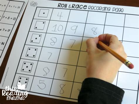 addition  subtraction games roll  race  reading mama