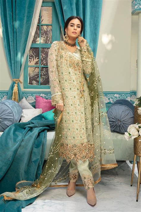 Pakistani Eid Dress For Girls Fully Chiffon Embroidered Nameera By Farooq