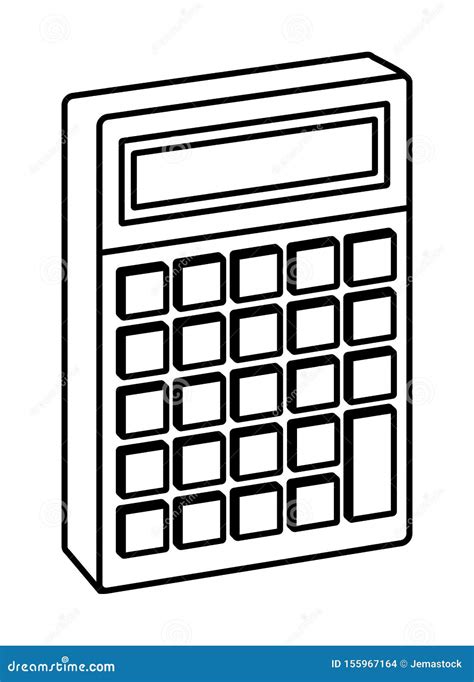 calculator wiskunde apparaat isometrisch symbool  zwart wit vector illustratie illustration