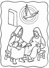 Elizabeth Coloring Mary Visitation Pages Bible Zechariah Luke Clip Story Printable Visited Crafts Jesus School Color Sunday Kids Craft Visits sketch template