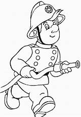 Coloring Clipart Firefighter Fireman Book Library Running sketch template