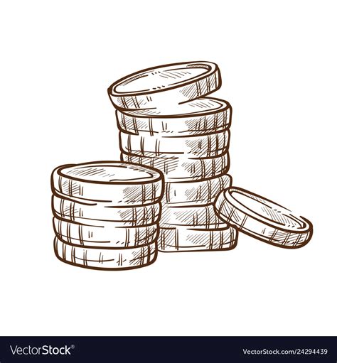 coin stacks isolated sketch money  finance vector image