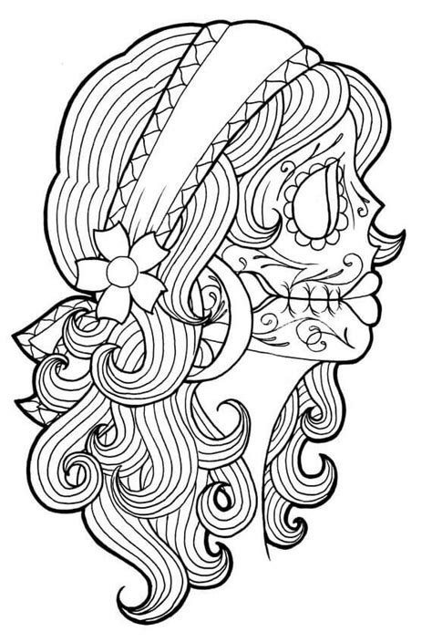 day   dead girl coloring pages adult coloring pages