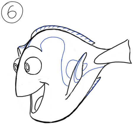draw dory  pixars finding nemo  easy steps drawing tutorial   draw step