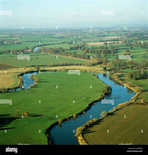 river severn meander rural shropshire uk aerial view stock photo